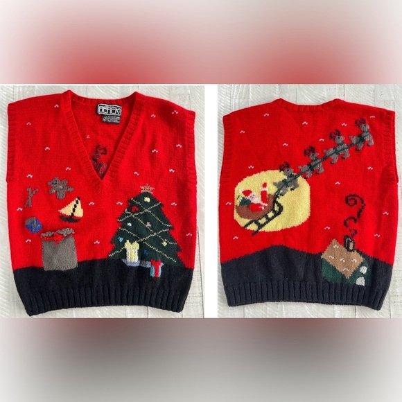 berek Jackets & Blazers - Rare Vintage BEREK 100% Wool Holiday Knitted
Christmas Sweater Vest Size Medium